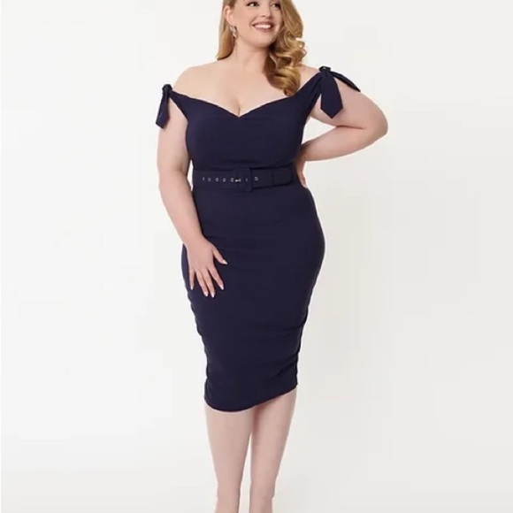 Unique Vintage Connie Pinup Wiggle Dress in Navy Sz 1X/16 - Picture 11 of 11